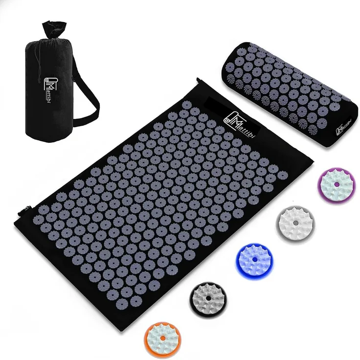 Montegoni Akupressurmatte mit Kissen für Massage & Schmerzlinderung, Shakti Matte Original (mit Praktische Tragetasche, Akupressur Set für Entspannung, Stimulation und Meditation), Stimulierende Spitzen, Entspannung, Schmerzlinderung