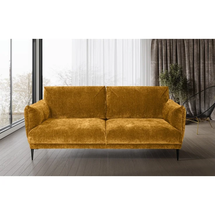Sofa Designersofa MADISON 2-Sitzer in Stoff Dress Me Senfgelb – Bild 1