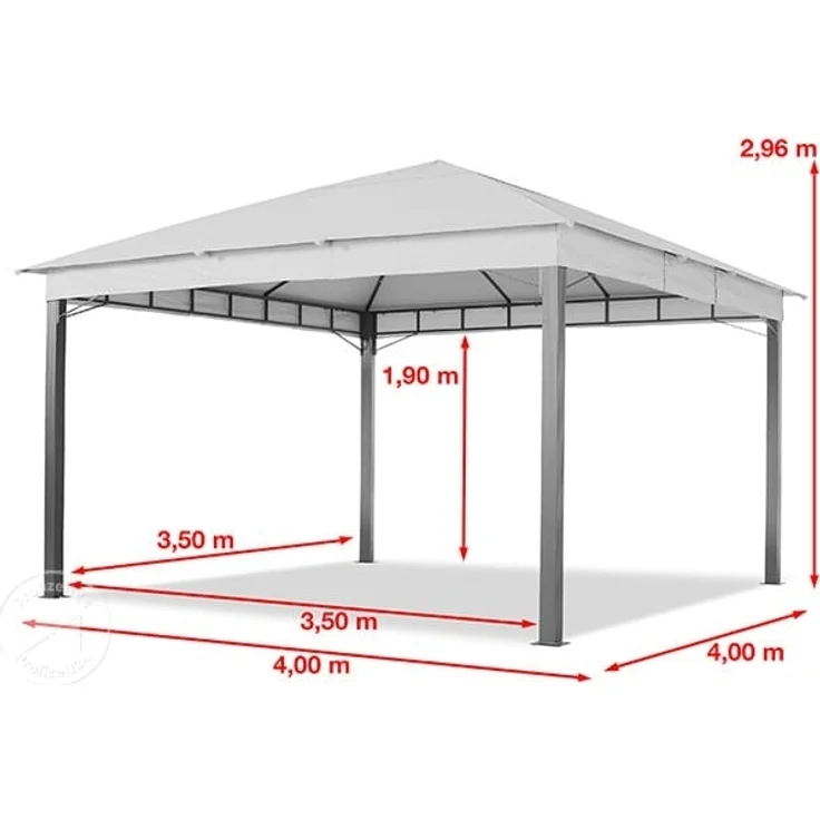 Gartenpavillon 4x4 m ALU PREMIUM ca. 220g/m² Dachplane wasserdicht, Pavillon Gartenzelt 4 Seitenteile champagner – Bild 9