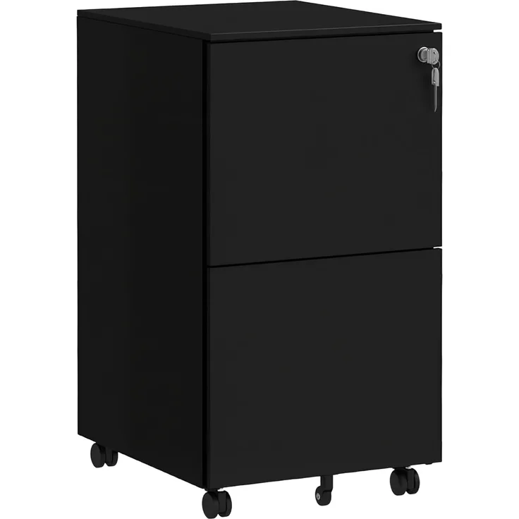 Vinsetto Rollcontainer Aktenschrank mit 2 Schubladen Druckschrank mit Rollen, (Büroschrank, 1 St, Bürocontainer), Stahl, 37 x 43,5 x 67,5 cm