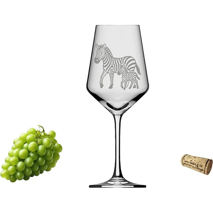 eXODA Weinglas Gravur Zebra mit Baby - 350ml absolut spülmaschinenfest, 1-tlg, Glas, Atemberaubende Darstellung – Bild 3