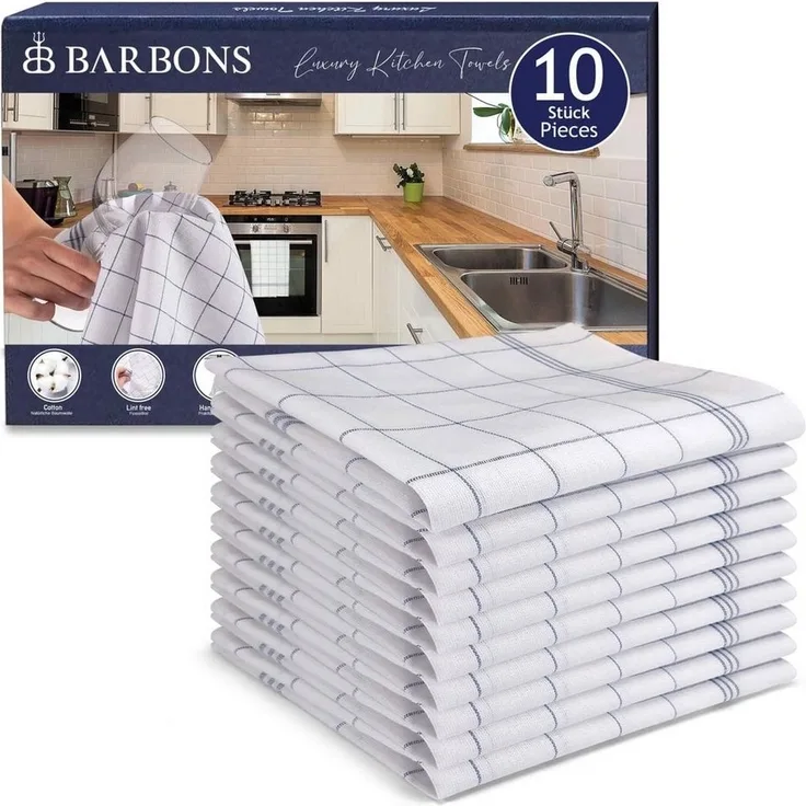 BARBONS Geschirrtuch Allzweck Tücher, Geschirrtücher, Trockentuch, Küchentuch, (10 er, 10-tlg), Premium Qualität, 100% Baumwolle, Blau