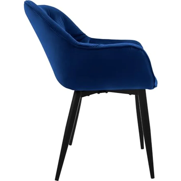 ML-DESIGN Stuhl Esszimmerstuhl mit Rückenlehnen und Armlehnen aus Samt mit Metallbeine (6 St), Ergonomischer Sessel Dunkelblau Wohnzimmerstuhl Polsterstuhl – Bild 5