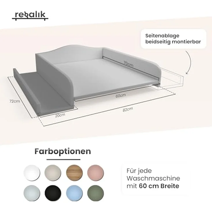 regalik Wickelaufsatz für Waschmaschine – Wickelauflage 60x70 cm – Laminierte Holzplatte – Weiß – 82 x 72 x 10 cm – Sicherer & Platzsparender Wickeltischaufsatz – Bild 4