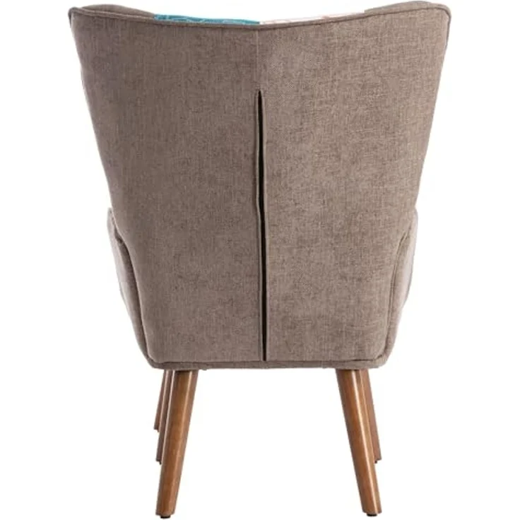 FurnitureR Gartenstühle mit Fußhockel, Vintage-Stil, Bunte Stoffbedeckung, komfortable Gartenmöbel, langlebige Holzbene – Bild 6