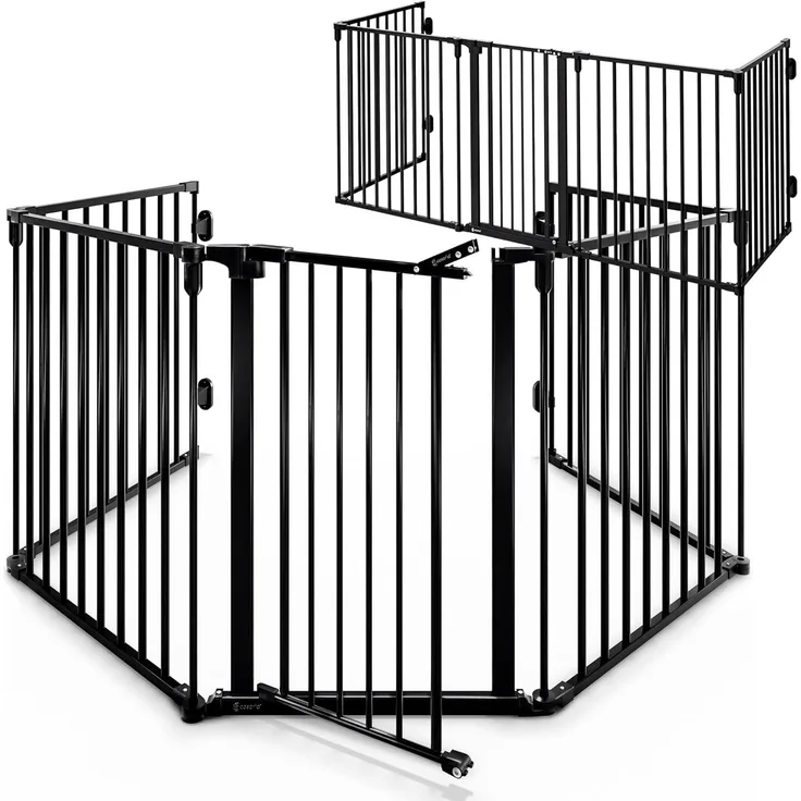 Casaria Kamingitter, 2er Set Kaminschutzgitter Tür Schloss Faltbar 612x76cm Absperrgitter