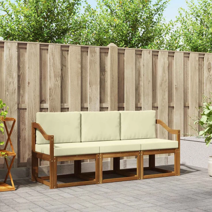 vidaXL Outdoor-Sofagarnitur 3 stk. 3-Sitzer Natur und Creme 3365953 – Bild 1