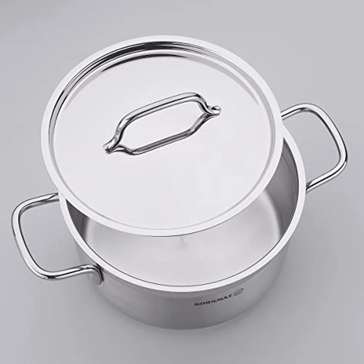 KORKMAZ Edelstahl 18/10 tiefer Topf mit Edelstahldeckel 28x18cm 11.0L KORKMAZ ALFA A1029 – Bild 4