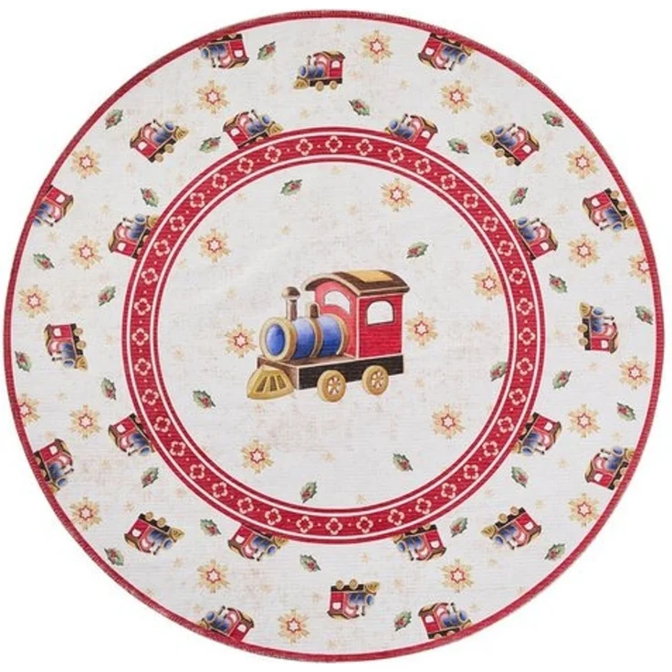 Villeroy & Boch Teppich Toy's Delight Limited Edition Santa Claus, rund, Höhe: 3 mm, Limited Edition, Weihnachten, Wohnzimmer, Baumrock, Waschbar, Rund – Bild 4