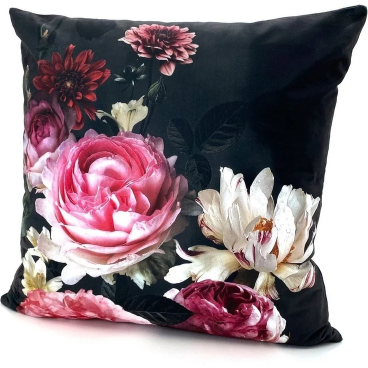 Weckbrodt Dekokissen Pfingstrosen, Kissenhülle ohne Füllung, Samt-Optik, Velour, bedruckt, floral, Blumen – Bild 1
