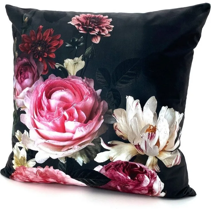 Weckbrodt Dekokissen Pfingstrosen, Kissenhülle ohne Füllung, Samt-Optik, Velour, bedruckt, floral, Blumen