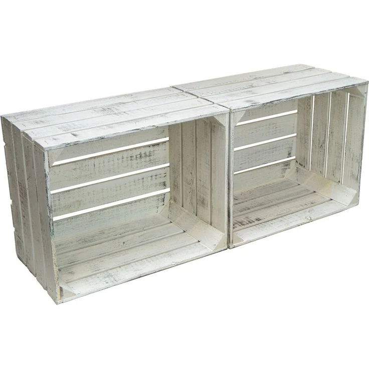 Kistenkolli Altes Land Allzweckkiste Obstkiste Johanna neu - Shabby weiß Weinkiste Apfelkiste Holzkiste (Spar-Set, 1er Set) – Bild 2