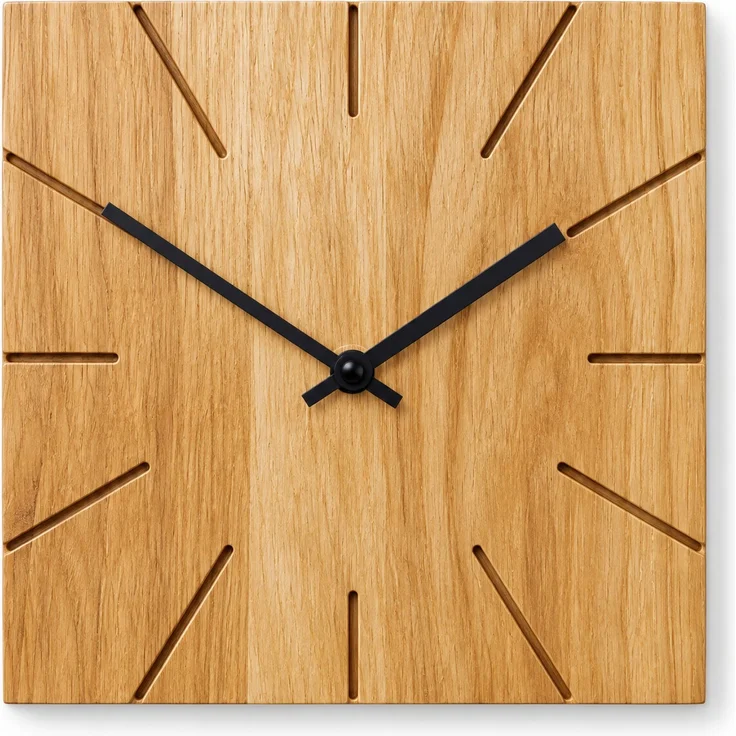 Natuhr Wanduhr W8003 Beam Wand- und Tischuhr aus Massivholz Eiche – Eiche natur – 17 × 17 × 4 cm