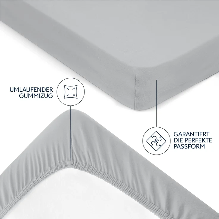 Dreamzie Premium Spannbettlaken 100x200 cm, Spannbetttuch für Dicke Matratzen bis zu 22 cm, Bettlaken 100% Jersey Baumwolle, 150 g/m², Oeko-TEX Zertifiziert - Grau – Bild 4