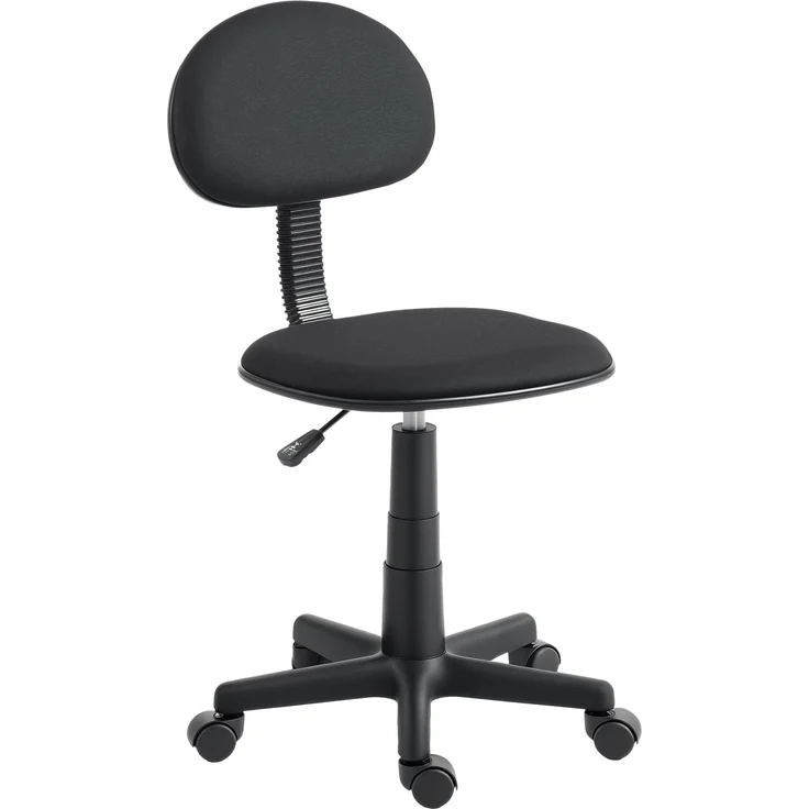 Rayofly-Schreibtischstuhl ohne Armlehnen, höhenverstellbar, 360° Drehrollen, niedrige Rückenlehne, Schwarz, H 87 cm x T 48 cm x B 15 cm – Bild 1