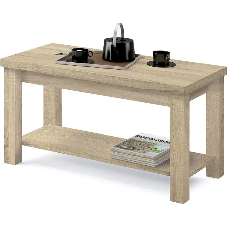 MUEBLES PITARCH Artik Nougat Tisch, Spanplatte und Melamin, hohe Dichte, 48 x 90 x 45 cm, Braun
