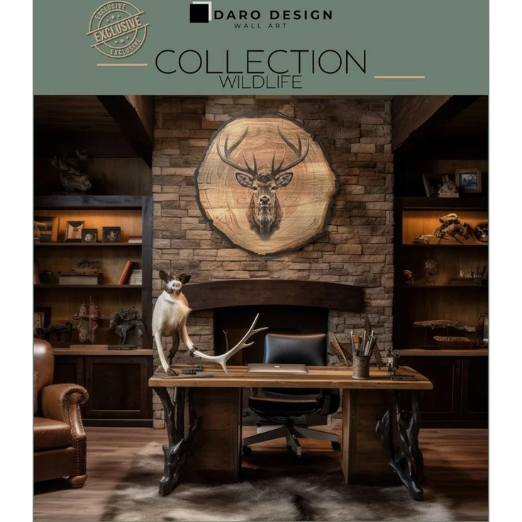 DARO Design Wandbild Wildtiere Jagd Wandbilder Wand Deko Bilder Natur, (Hirsch - Bild klein Wohnzimmer Flur Arbeitszimmer Schlafzimmer Diele Einteilig Rund Fotodruck Jagd & Wildtiere), 20cm – Bild 2