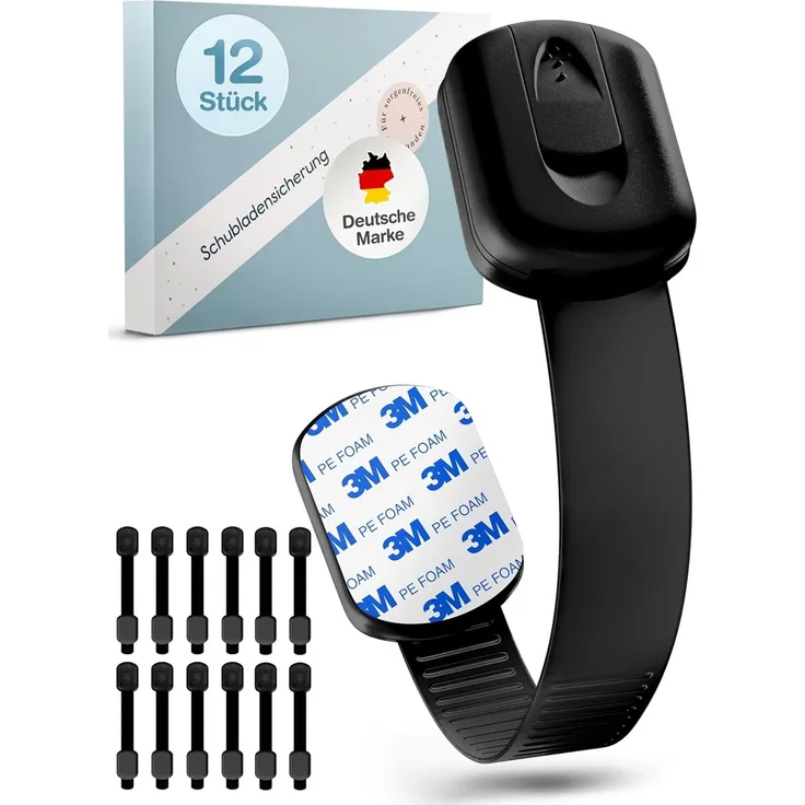 Schubladensicherung (Schwarz) (12 Stück)