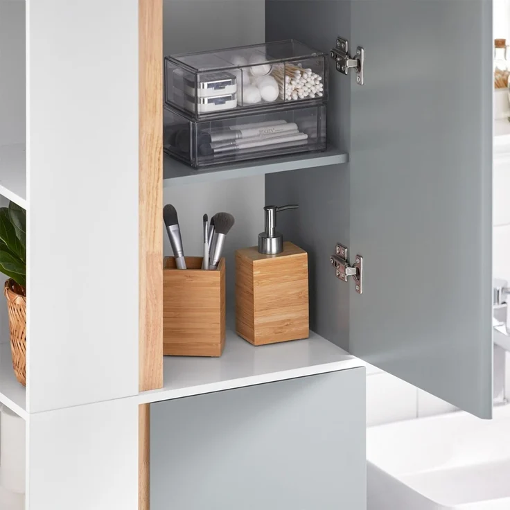 SoBuy BZR76-HG Badezimmer-Hochschrank, MDF, Lackiert, Weiß, 50 x 181 x 30 cm – Bild 10