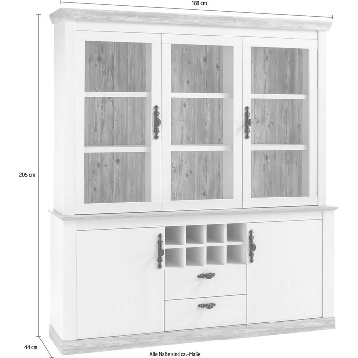 Home affaire Buffet Florenz im romantischen Landhaus-Look, Höhe 205 cm – Bild 3