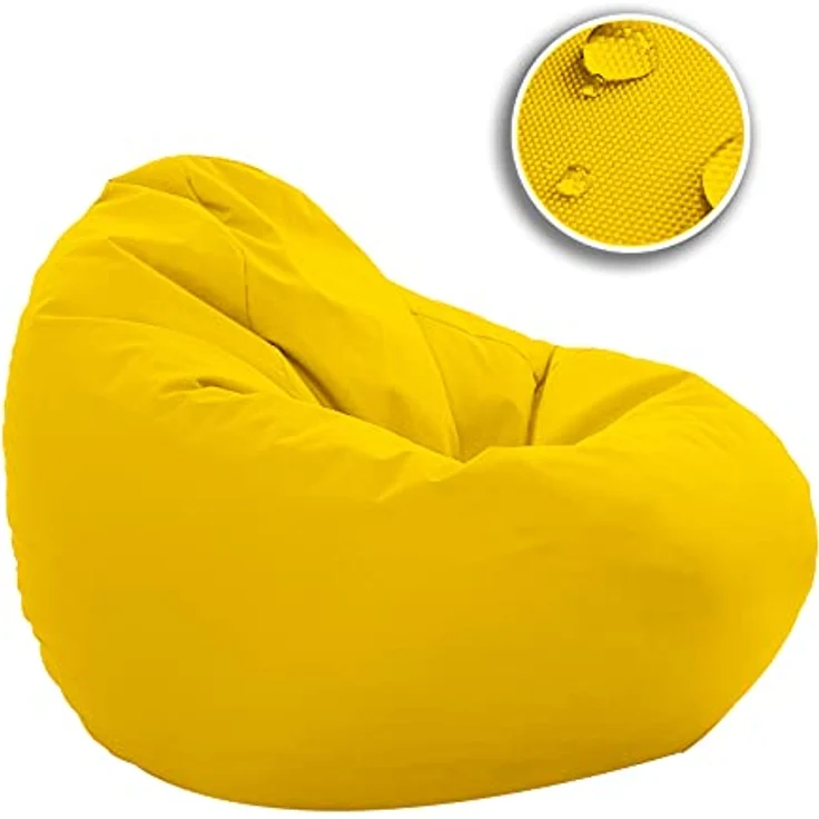 HomeIdeal - Sitzsack XXL Bodenkissen für Erwachsene & Kinder - Geeignet für Gaming oder Entspannen - Indoor wie Outdoor da er Wasserfest ist - mit EPS Perlen, Farbe:Gelb, Größe:XL – Bild 4