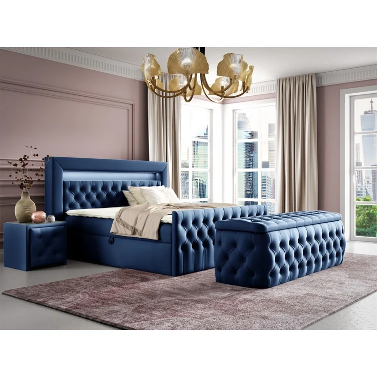 Polsterhocker mit Stauraum ERNESTO 160x50x45 cm Elisa Velvet Blau – Bild 5