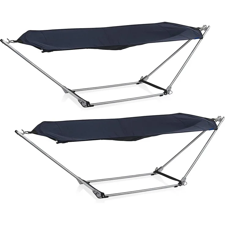 Hängematten Blau 2er SET, faltbar Ständer & Tragetasche, bis 150 kg