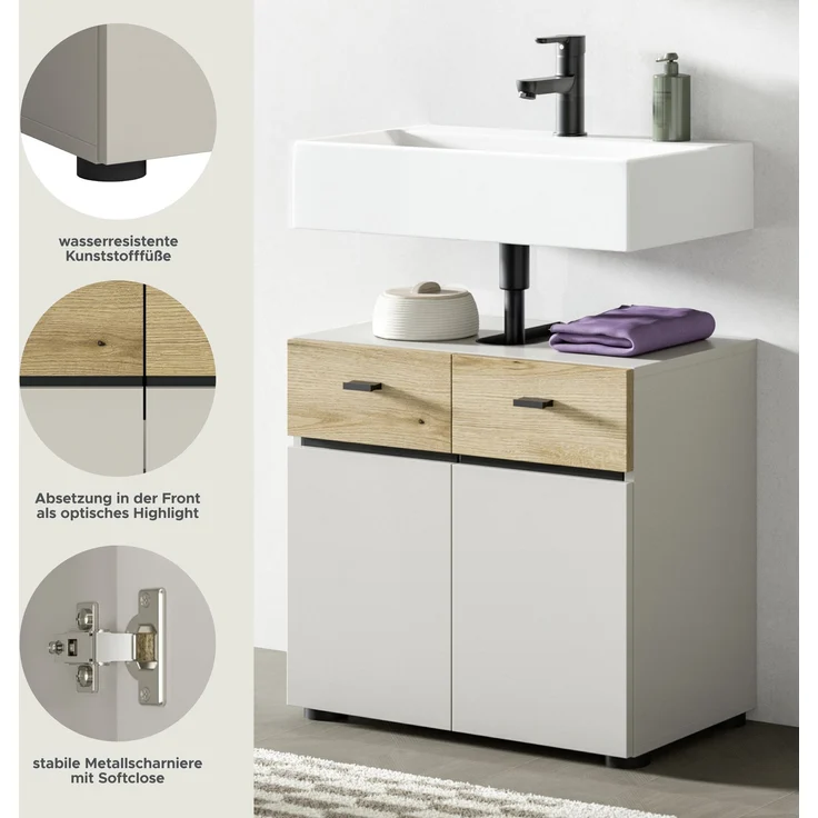 Aqua Waschbeckenunterschrank in Kaschmir Melamin – Bild 7