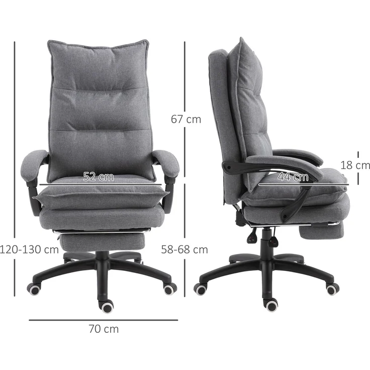 MELAYR, Massage-Bürostuhl, Schreibtischsessel mit Massagefunktion, höhenverstellbarer, 70 x 62 x 130 cm, Grau – Bild 5