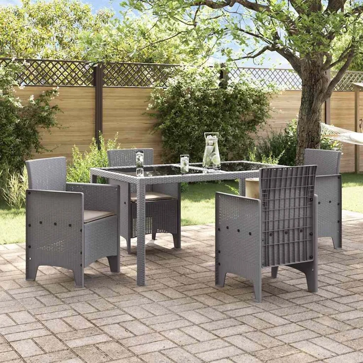 vidaXL Gartenstuhl 4 pcs Hellgrau 53 x 49 x 85 cm Polypropylen 847484 – Bild 3