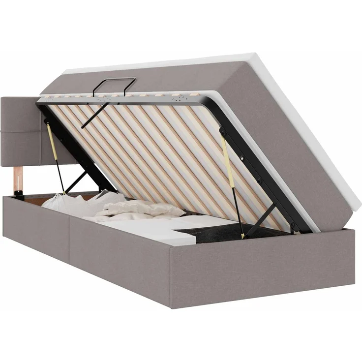vidaXL LED-Speicherbett mit Matratze Taupe 90 x 200 cm Stoff 3371121 – Bild 2