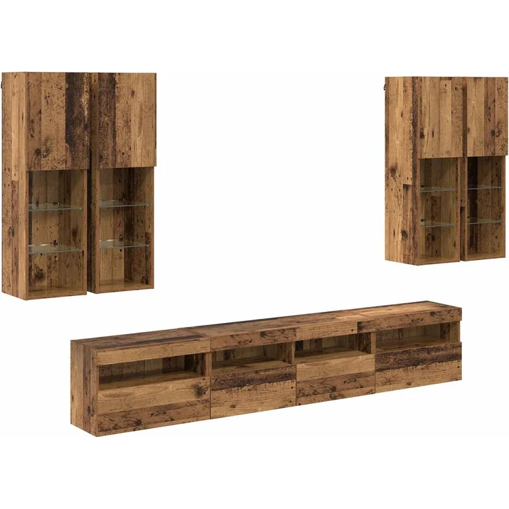 vidaXL TV-Wandschrank-Set mit LED-Lichtern 7 stk. 100 x 30 x 40 cm 3402794 – Bild 2