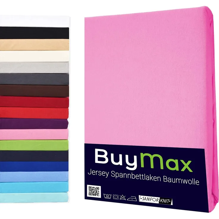 Buymax Spannbettlaken 200x200 cm Doppelpack 100% Baumwolle Spannbetttuch Bettlaken Jersey, Matratzenhöhe bis 25 cm, Farbe Altrosa