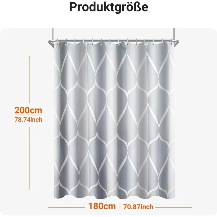Duschvorhang Water Droplets Antischimmel Textil 100x200cm 1er Pack – Bild 6