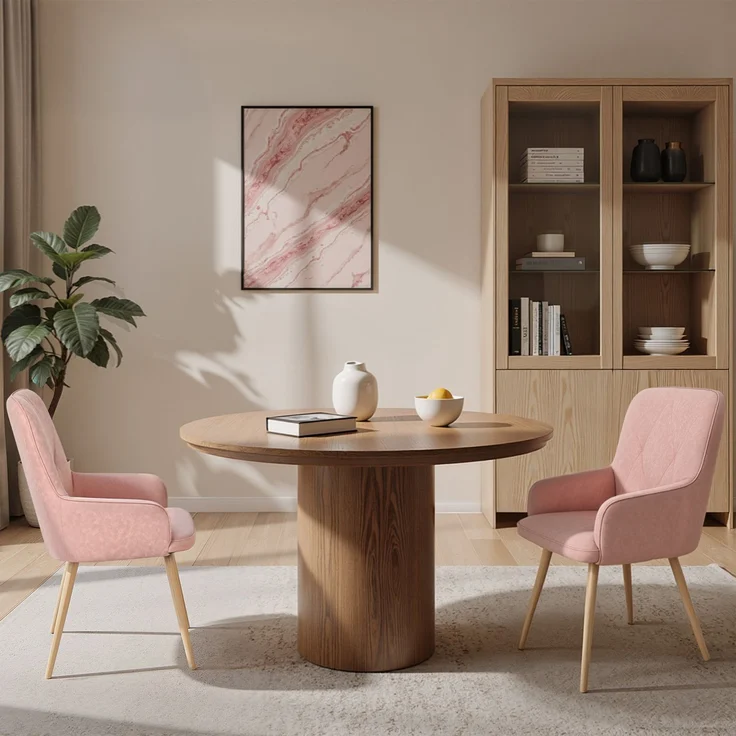 HOMAVO Esszimmerstuhl 4 Stück mit Armlehnen Lederlook Pink 57x62x87cm, YZ3 – Bild 2