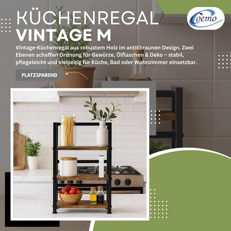 Mein-Regal Küchenregal Vintage Metallregal 3 Ebenen Größe M – Bild 2