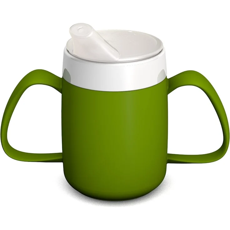 Ornamin Schnabelbecher 2-Henkel-Becher mit Trink-Trick und Schnabelaufsatz/ Trinkaufsatz, 2-tlg, Kunststoff, Trinkhilfe l Alltagshilfe l Schnabeltasse l BPA-frei l Made in Germany – Bild 4