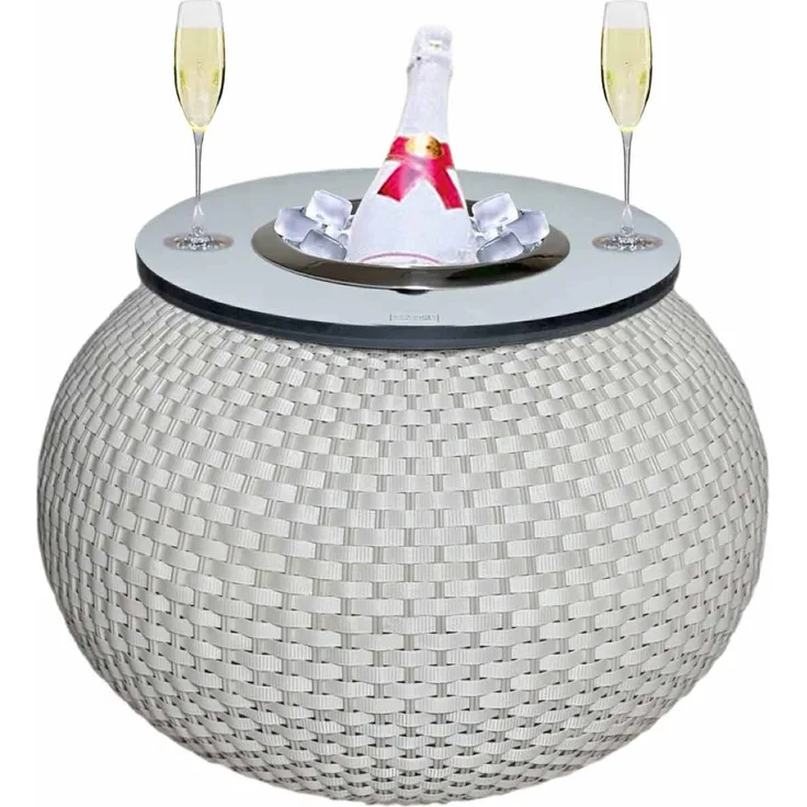 COOTAB Cooler Table MILANO 3-in-1 Loungetisch mit Edelstahl-Kühler - Champagner