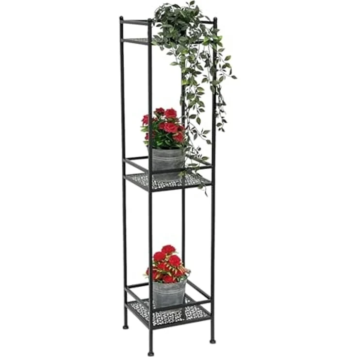 DanDiBo Standregal Schwarz Metall Schmal Stehend 3 Ebenen 110 cm Regal Küche Küchenregal 96485 Metallregal Eisen Modern – Bild 7