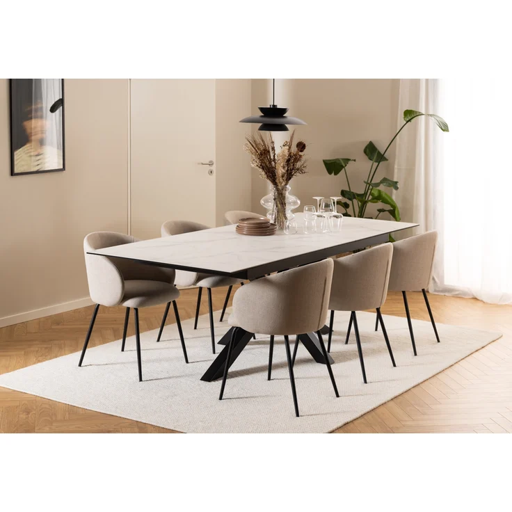 Armlehnstuhl >Eleanor< (2er-Set) in Beige - 56x80,5x54,5 (BxHxT) – Bild 4