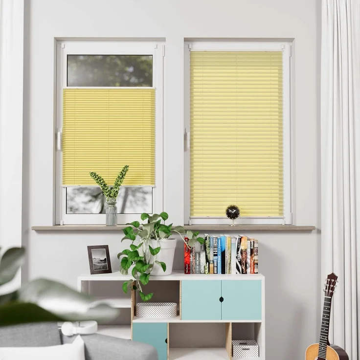 K-home Klemmfix-Plissee Florida Gelb 85x130 cm (B x L) einzigartiges Design mit bezauberndem Lichteffekt – Bild 4