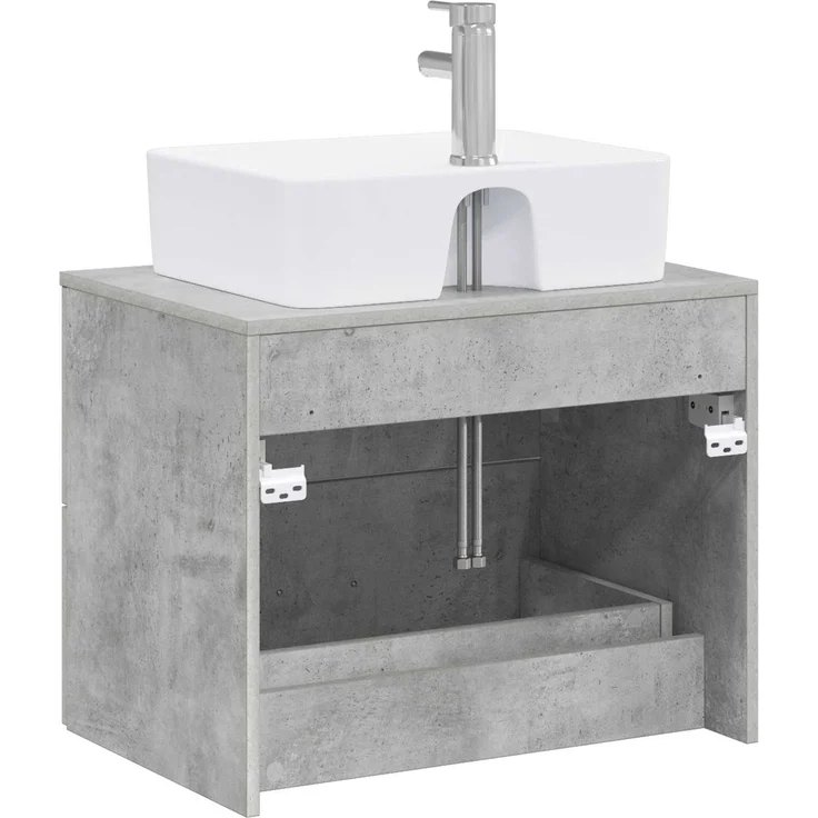 vidaXL Wandmontierter Waschbeckenunterschrank Betongrau 3404385 – Bild 7
