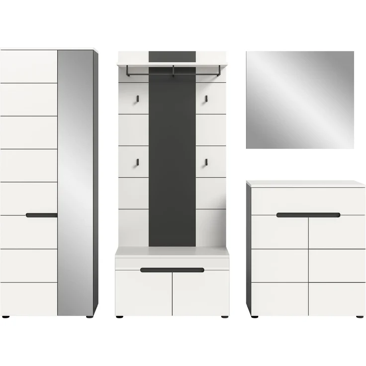 Garderobenkombination (B/H/T: 255x190x37 cm) in weiß Nachbildung – Bild 2