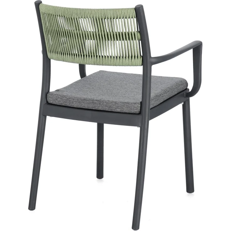 Gartenstuhl Nivala Metallgeflecht, modern und stapelbar, anthrazit grün, inkl. Kissen – Bild 4