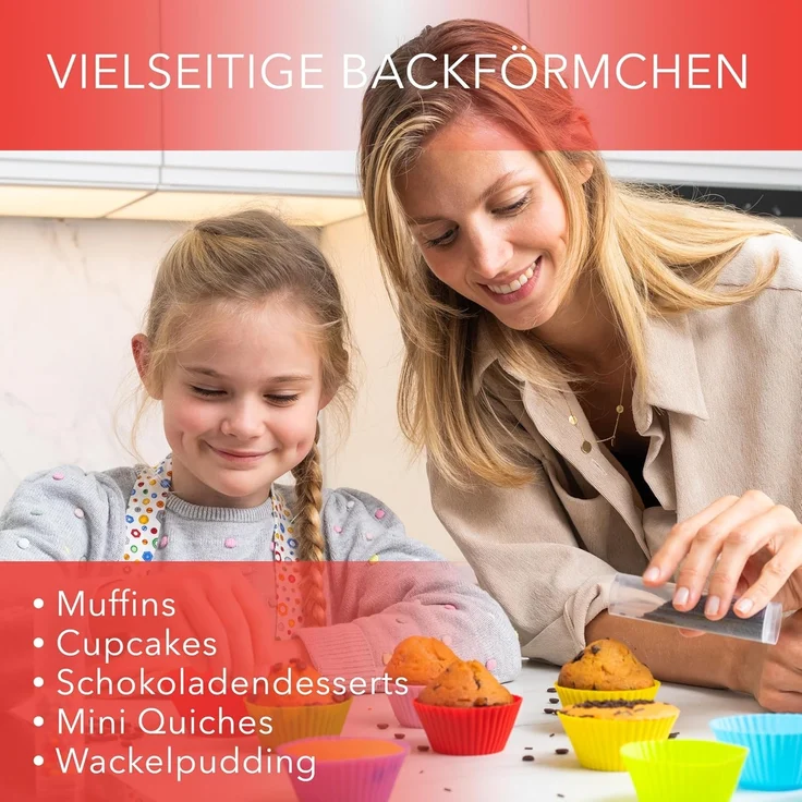AVANA Muffinform Wiederverwendbare Muffinformen aus Silikon Cupcake Muffinförmchen, (24-tlg), Antihaftbeschichtet, BPA-frei, umweltschonend, 8 Farben – Bild 6
