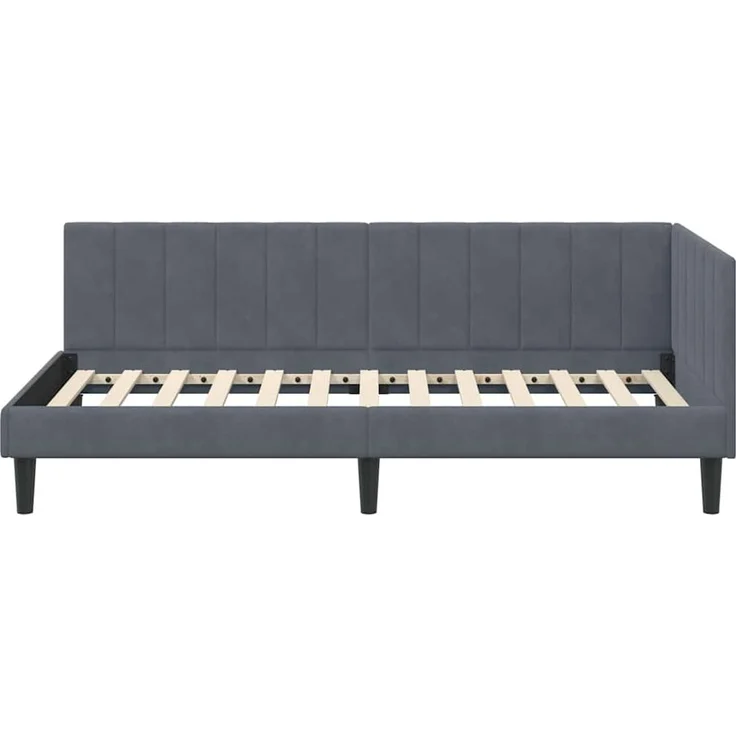 vidaXL Eckbettgestell mit Kopfteil Dunkelgrau 90 cm x 190 cm Samt 42016339 – Bild 4