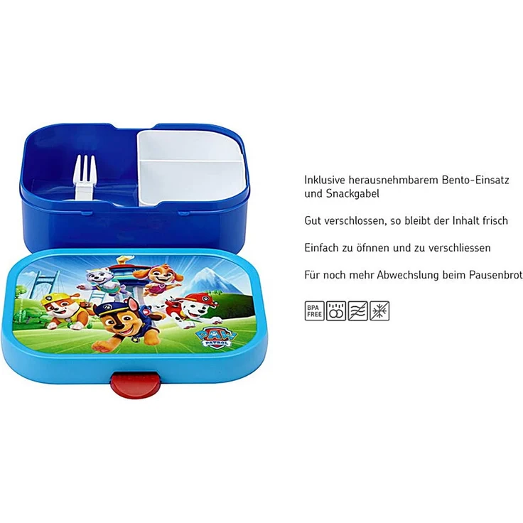 Mepal 'Campus' Brotdose mit Fächern & Gabel, Kunststoff, Paw Patrol Pups, 750 ml – Bild 2