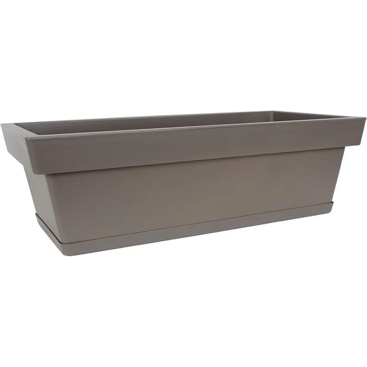 Blumenkasten LINEA inkl. Untersetzer, 11x58x18cm, Taupe