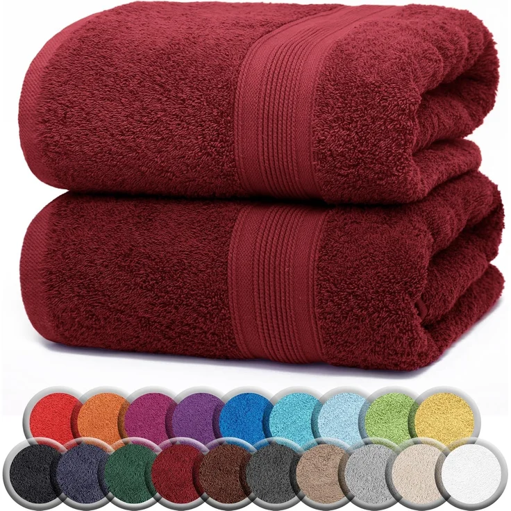 NatureMark 2er Pack SAUNATÜCHER/BADETÜCHER – Premium Qualität 80x200 cm – Sauna-Handtuch 100% Baumwolle – Farbe: Bordeaux Rot