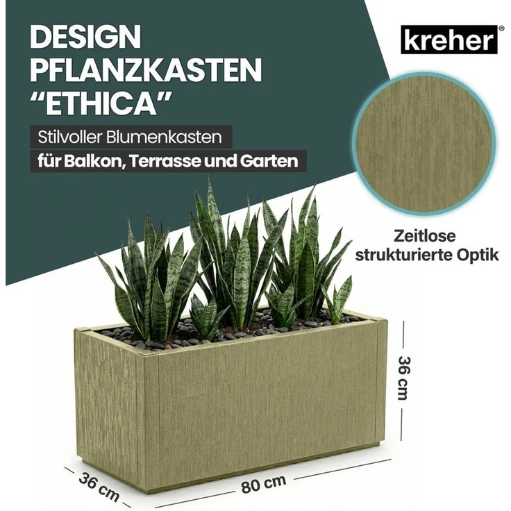 Kreher Blumenkasten XL Pflanzkasten in strukturierter Optik in verschiedenen Farben – Bild 1